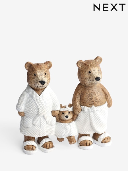 Natural Bertie Bear Family Bathroom Ornament (H26936) | €13