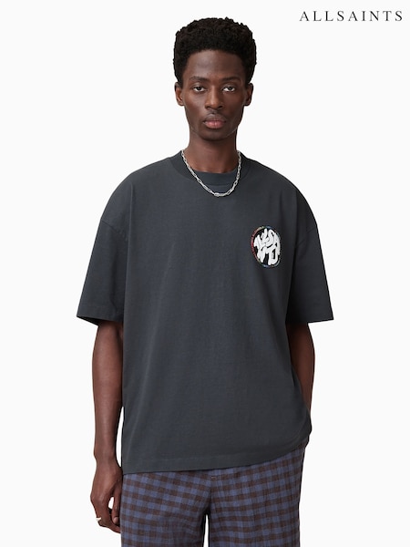 AllSaints Black Pride Distortion Short Sleeve 100% Organic Cotton T-Shirt (H27007) | €75