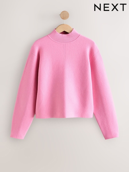 Light Pink Supersoft High Neck Seam Detail Jumper (H27020) | €43