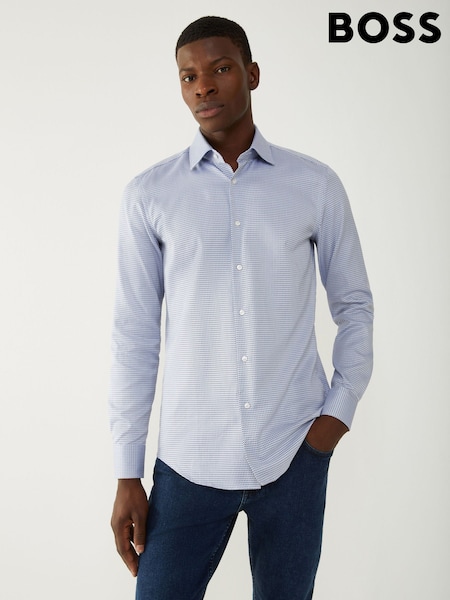 BOSS Blue Slim Fit Stretch Poplin Hank Shirt (H27109) | €225