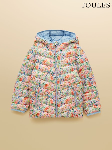 Joules Kids' Cairn Cream Ditsy Showerproof Padded Coat with Hood (H27201) | $87 - $95