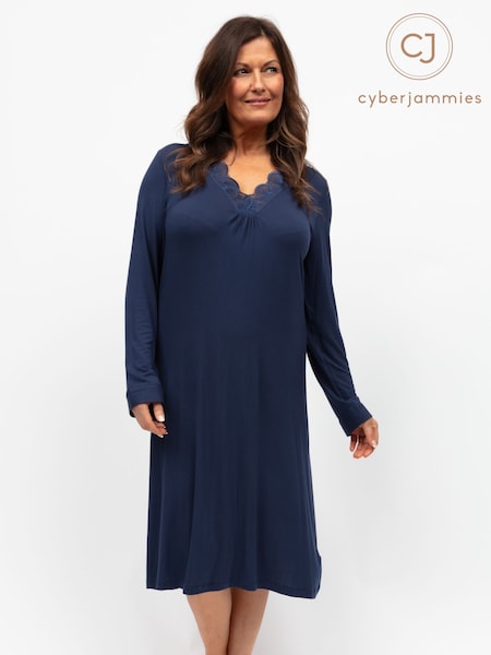 Cyberjammies Blue Nora Rose Long Sleeve Short Nightdress (H27255) | €53