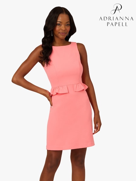Adrianna Papell Pink Ruffle Sheath Short Dress (H27267) | €171