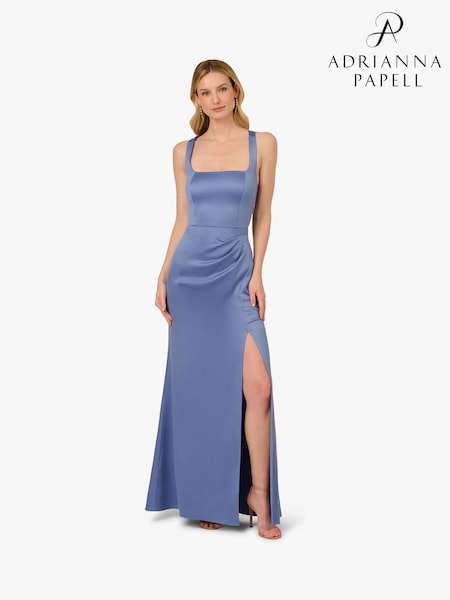 Adrianna Papell Blue Sleeveless Satin Crepe Gown (H27272) | €264