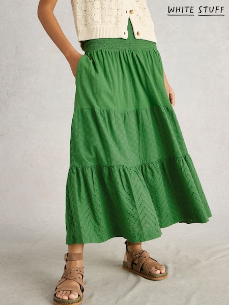 White Stuff Marissa Broderie 100% Cotton Maxi Skirt (H27436) | ‏373‏₪