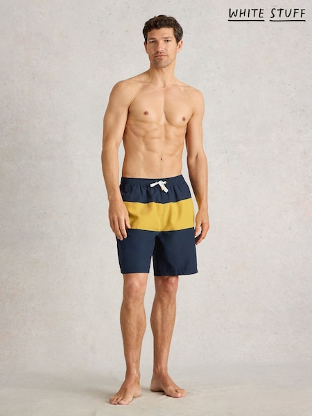 White Stuff Blue Colourblock Volley Swim Shorts (H27438) | SGD 85