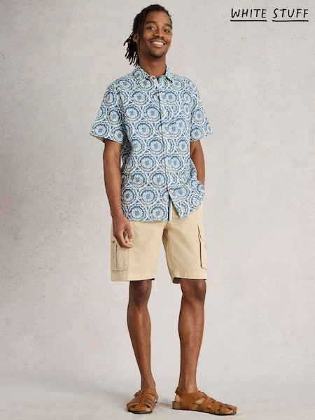 White Stuff Blue Finsbury Tile Printed 100% Cotton Shirt (H27458) | €64