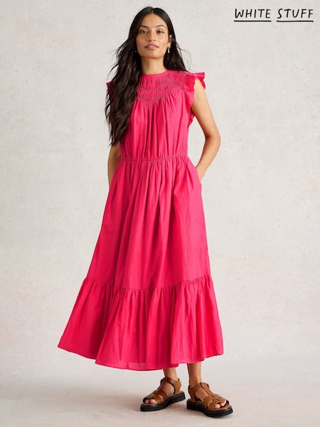 White Stuff Pink 100% Organic Cotton Maxi Dress (H27538) | 549 QAR