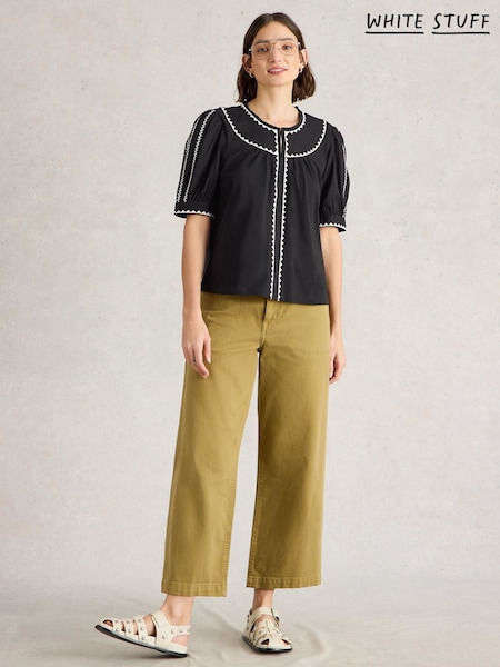 White Stuff Black Zoe Embroidered Top (H27558) | ₪281