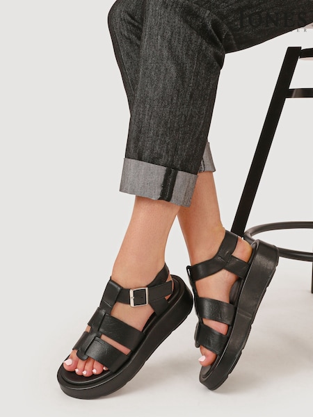 Jones Bootmaker Black Imilia Leather Platform Sandals (H27600) | €113