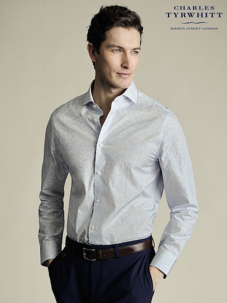 Charles Tyrwhitt Blue Slim Fit Slim Fit Made With Liberty 100% Cotton Fabric Shirt (H27799) | ₪453