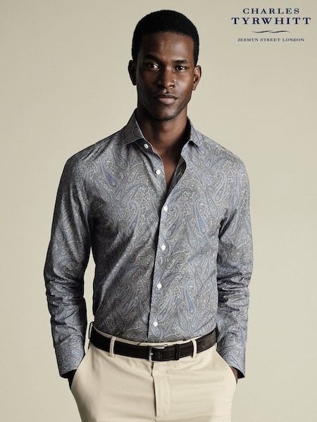 Charles Tyrwhitt Mid Blue Slim Fit Slim Fit Made With Liberty 100% Cotton Fabric Shirt (H27801) | €119