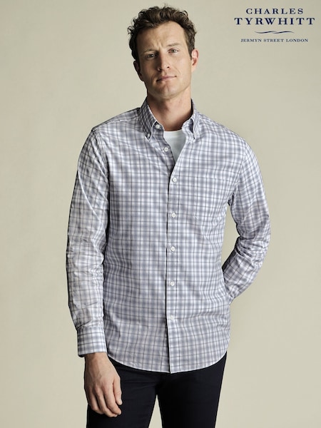 Charles Tyrwhitt Check Slim Fit Non-Iron Stretch Poplin 100% Cotton Shirt (H27805) | 4 206 грн