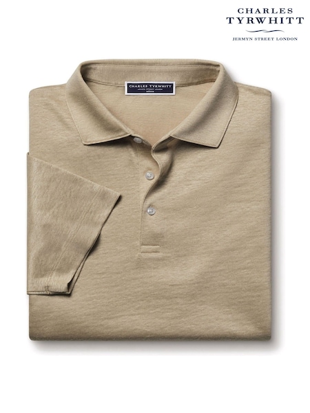 Charles Tyrwhitt Brown 100% Linen Polo Shirt (H27842) | R$ 640