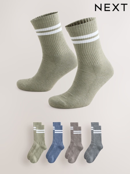 Blue/Neutral/Grey Twisted Tipped Cushioned Sole Sports Socks (H28021) | 69 QAR