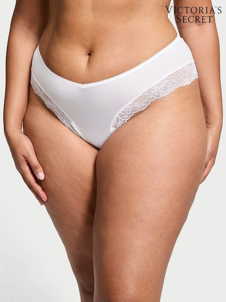 Victoria's Secret White Cheeky Rose Lace Trim Knickers (H28714) | €17.50