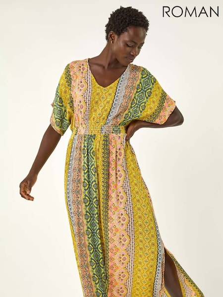 Roman Yellow Boho Stripe Maxi Dress (H28880) | ₪314