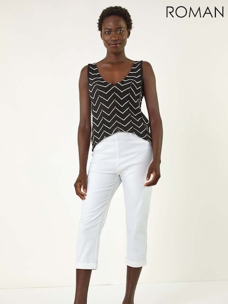 Roman White Turn Up Stretch Cargo Trousers (H28886) | €49