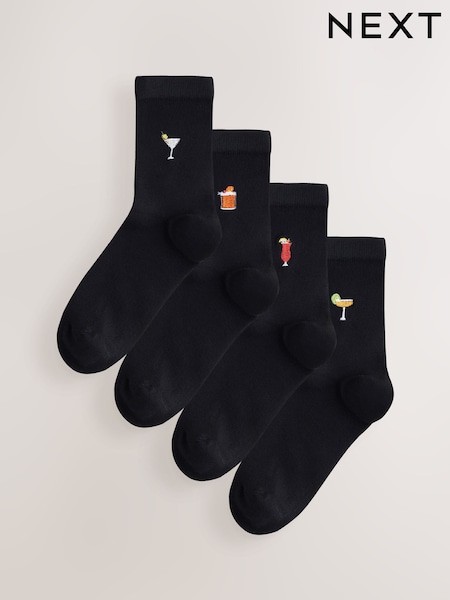 Cockails Embroidered Motif Ankle Socks 4 Pack (H28919) | €13
