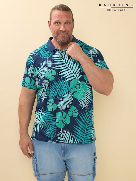 BadRhino Big & Tall Blue 100% Cotton Polo Shirt (H28930) | R$ 285