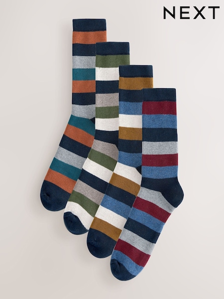 Blue/Green/Orange Rugby Stripe Heavyweight Socks 4 Pack (H28943) | €23.50