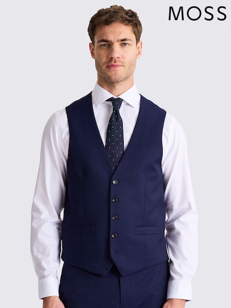 MOSS Blue Tailored Fit Stretch Waistcoat (H29098) | €100