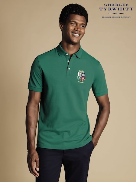 Charles Tyrwhitt Green The Lions Print TM Pique Polo Shirt (H29138) | € 101