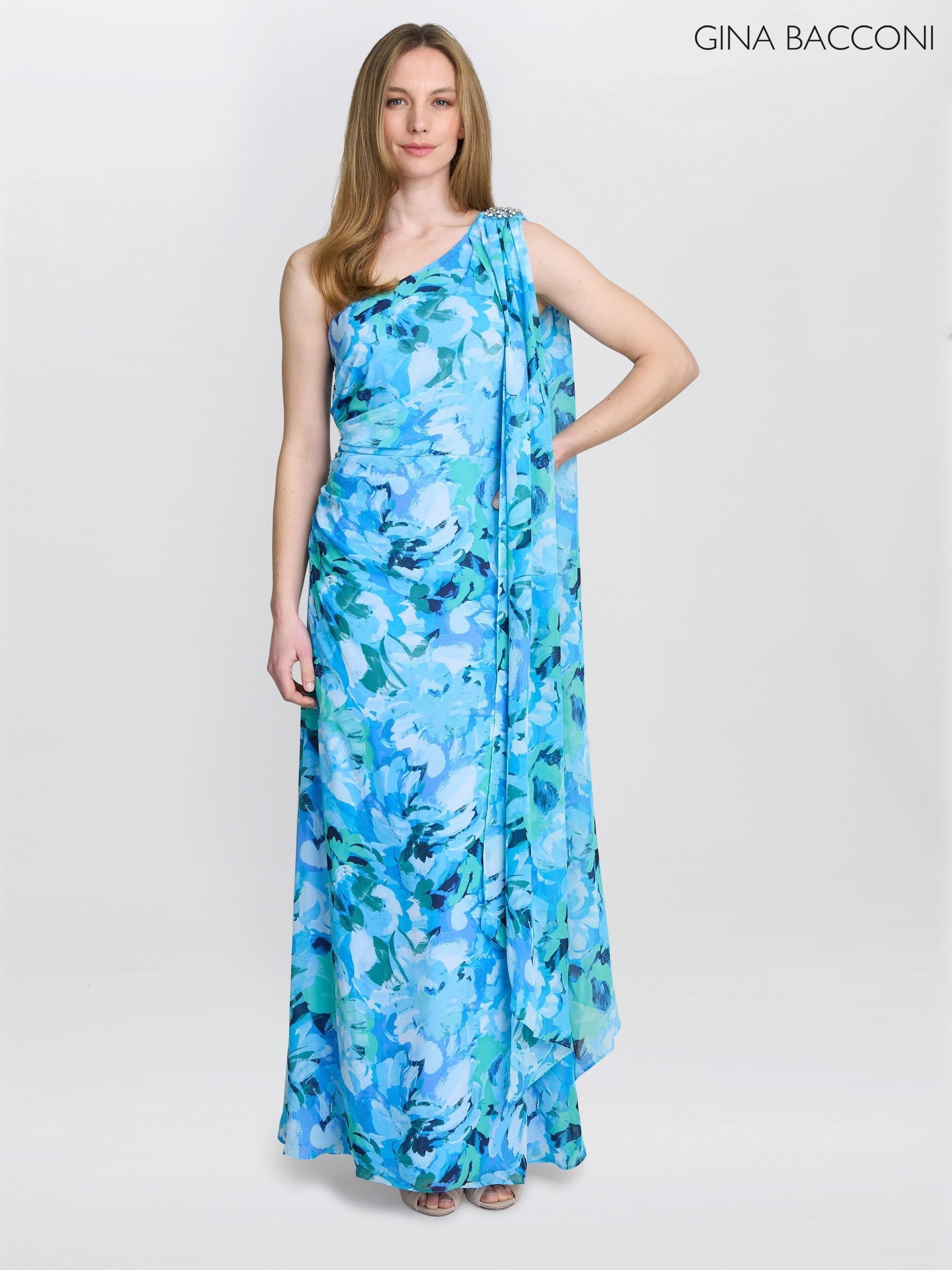 【海外限定】GinaBacconi ドレス☆Blue Chelsea Sleeveless Maxi Buy Gina Bacconi Blue Chelsea Sleeveless Maxi Dress With