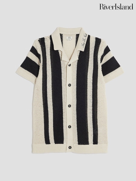 River Island Black Boys Stripe 100% Cotton Shirt (H29361) | AED116