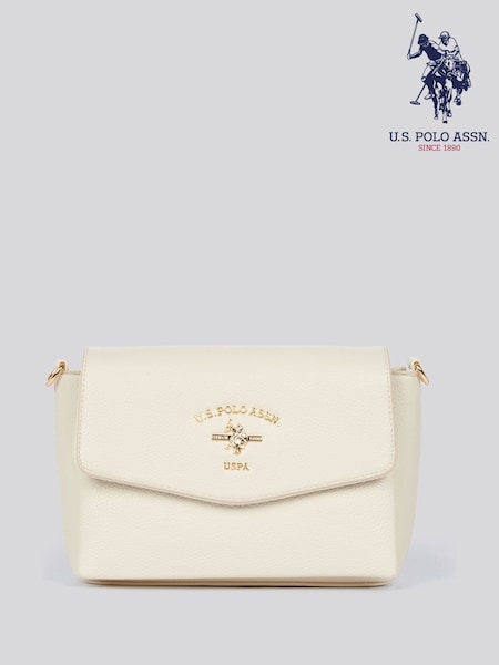 U.S. Polo Assn. Cream Womens Stanford Flap Cross-Body Bag (H29389) | LEI 596