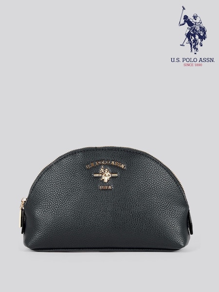 U.S. Polo Assn. Black Womens Stanford Round Beauty Bag (H29390) | ₪251