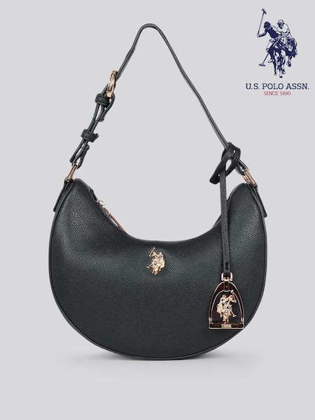 U.S. Polo Assn. Black Womens Jones Small Round Hobo Bag (H29396) | 630 zł