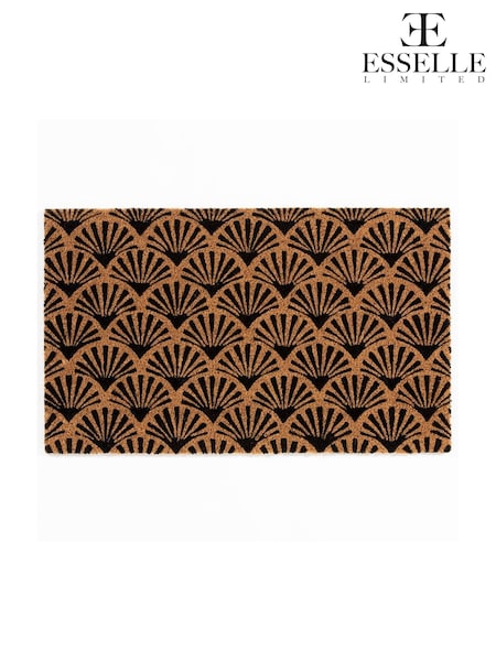 Esselle Natural Astley Scallop Deco Black Doormat 45x75cm (H29424) | €22
