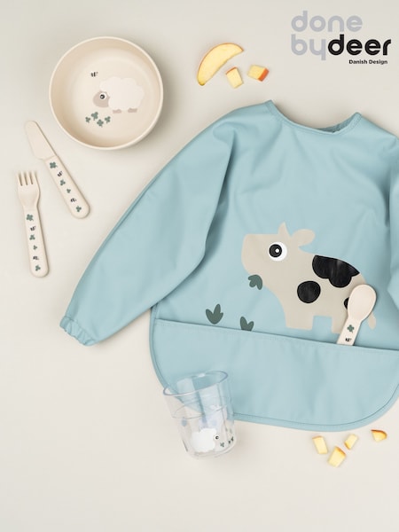 Done by Deer Blue Sleeved Pocket Bib Tiny Farm (H29442) | €26