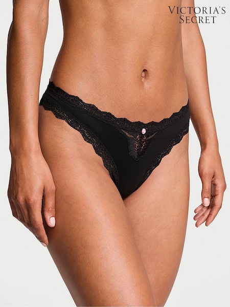 Victoria's Secret Black Lace Trim Thong Knickers (H29490) | €17.50