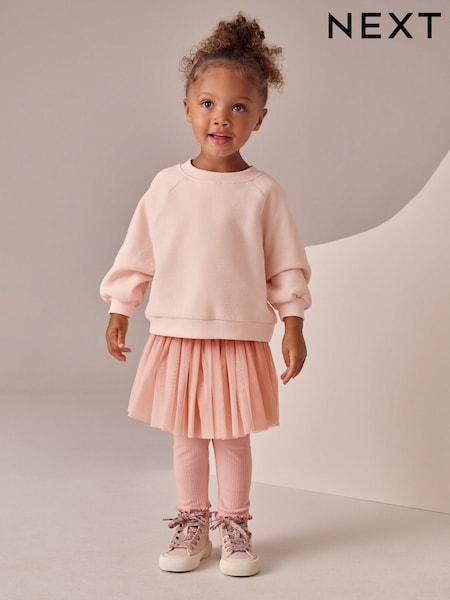 Pink Sweatshirt Skirt and Leggings 2 Piece Set (3mths-7yrs) (H29625) | AED81 - AED102
