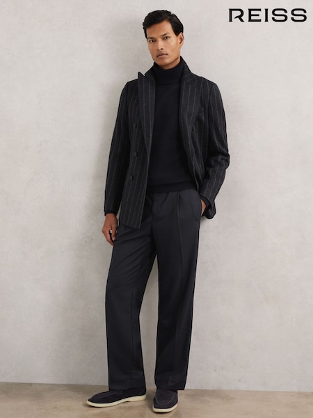 Reiss Navy Arden Relaxed-Fit Twill Drawstring Trousers (H29651) | AED1,066