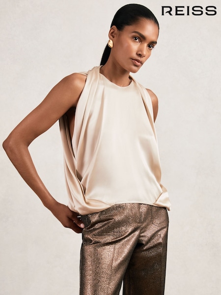 Reiss Champagne Neutral Tayah Top (H29661) | AED1,138