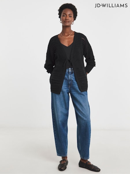 JD Williams Black Tie Front Crochet Cardigan (H29799) | €43