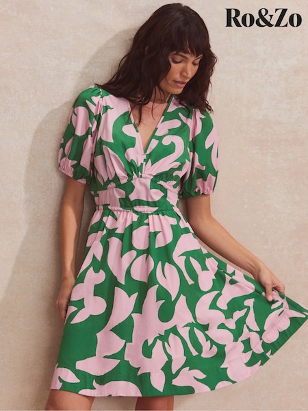 Ro&Zo 100% Cotton Short Puff Sleeve Dress (H29854) | €158