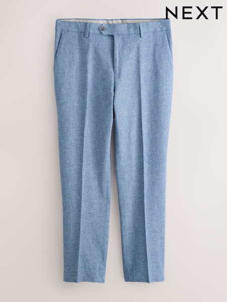 Blue Tailored Fit Linen Blend Texture Suit Trousers (H29892) | €66