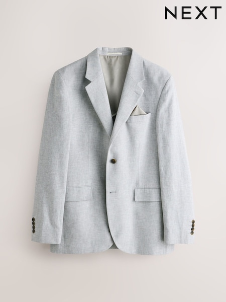 Grey Tailored Fit Linen Blend Texture Suit Jacket (H29893) | €131
