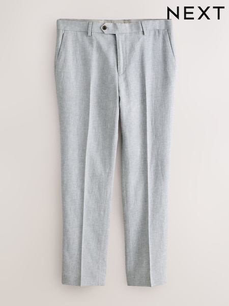 Grey Tailored Fit Linen Blend Texture Suit Trousers (H29894) | 247 QAR