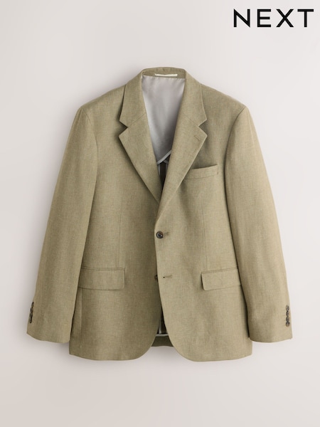 أخضر - Tailored Fit Linen Blend Texture Suit Jacket (H29895) | ‏490 ر.ق.