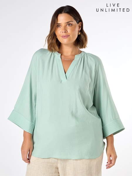 Live Unlimited Chambray Cropped Sleeve Blouse (H29934) | R$ 640