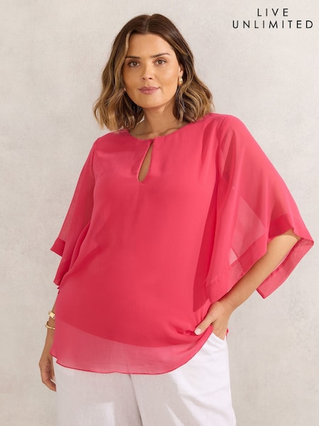 Live Unlimited Curve Keyhole Overlay Blouse (H29940) | R$ 640