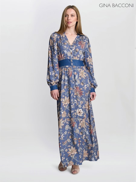 Gina Bacconi Regina Waisted Chambray Detail Dress (H29986) | €172