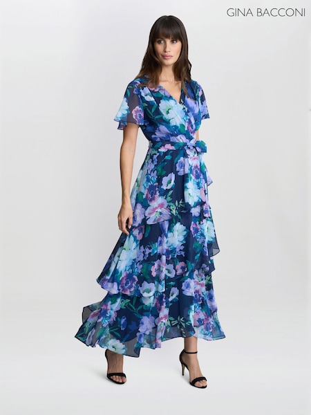 Gina Bacconi Purple Elizabeth Tiered Maxi Dress (H29990) | ₪1,504