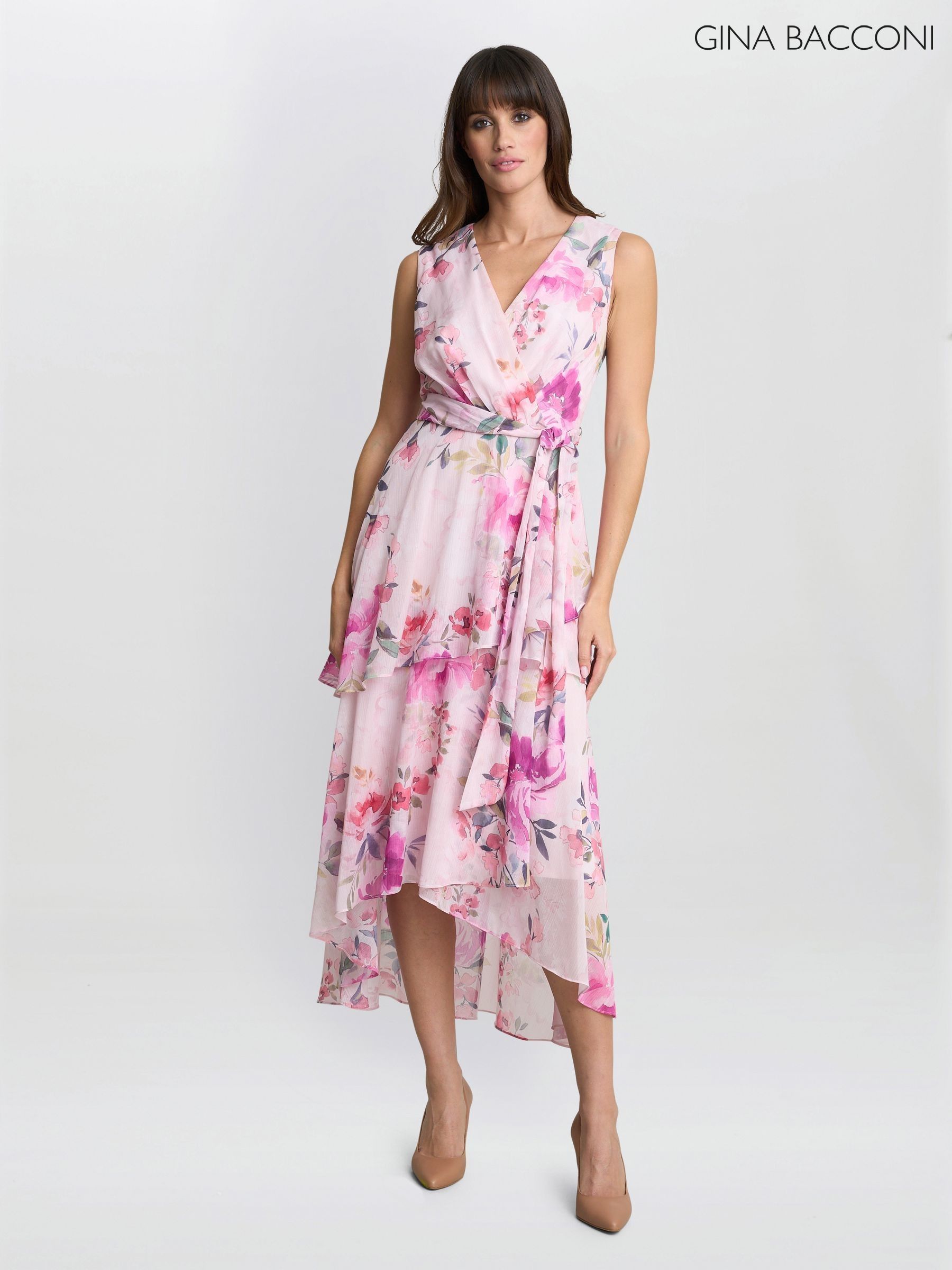 【海外限定】GinaBacconi ワンピース☆Pink Mila Floral Print T Buy Gina Bacconi Pink Mila Floral Print Tier Dress from Next USA