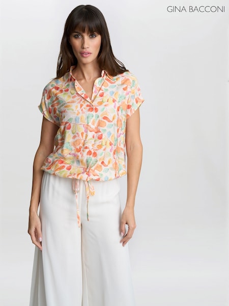 Gina Bacconi Orange Faith Tie Waist Shirt (H29998) | ₪478